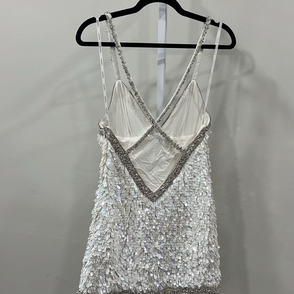Retrofete Iridescent Sequin Mini Dress In White — image 5 of 8